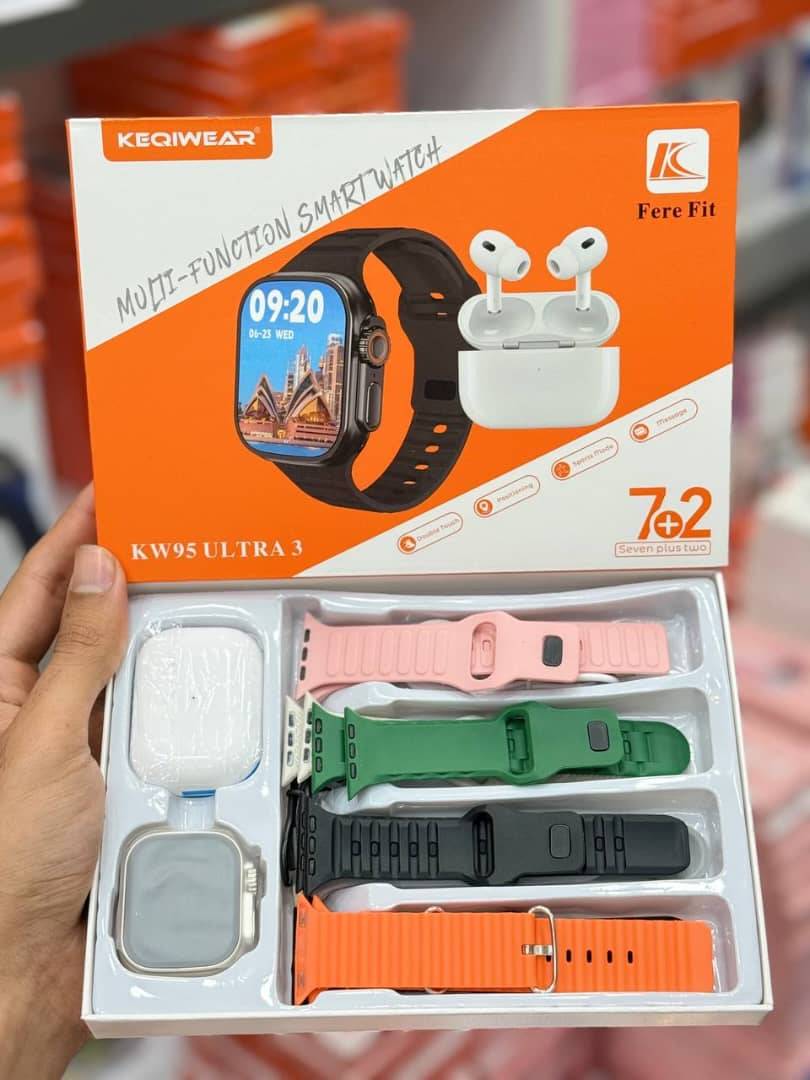 ساعت هوشمند طرح اپل واچ‌| ۷ بند بهمراه ایرپاد | کیفیت عالی | kEQIWEAR kw95 ultra 3