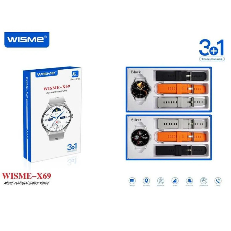 ساعت هوشمند اپل واچ | صفحه گرد | کیفیت عالی | ۳ بند | Wisme x69